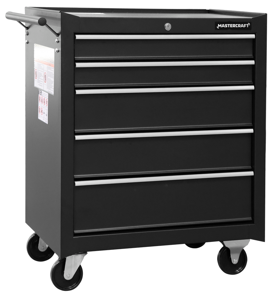 Armoire de rangement à roulettes Mastercraft avec 5 tiroirs, noir, 26