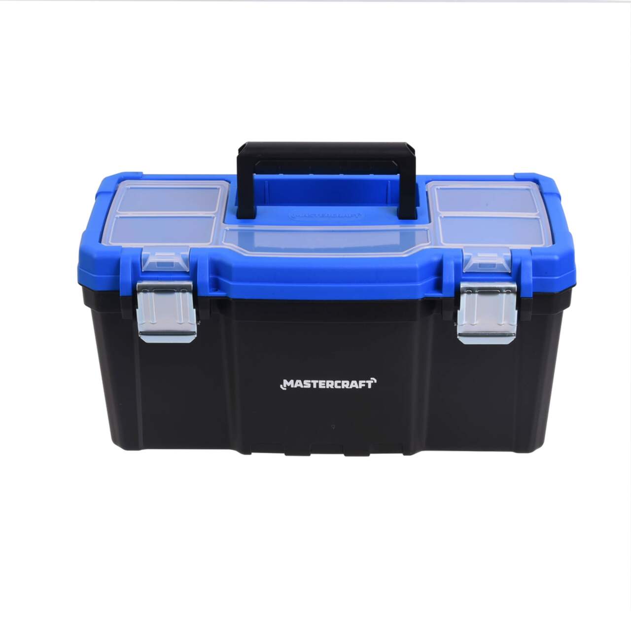 Mastercraft Portable Plastic Tool Box w/ Removable Tray & Tray Top, Blue,  16-in