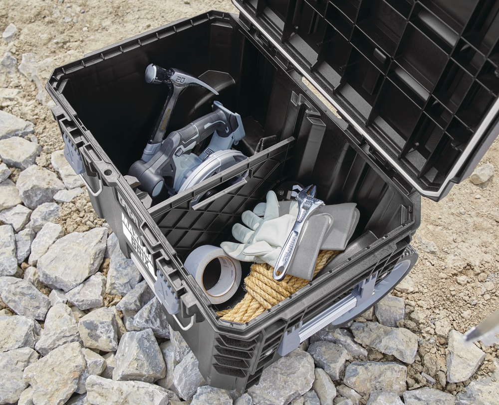 MAXIMUM Brix Modular Portable Toolbox/Tool Storage System w/ Wheels, IP65, 23-in x 19-in x 33-in, 3-pc Overhead_Plunge