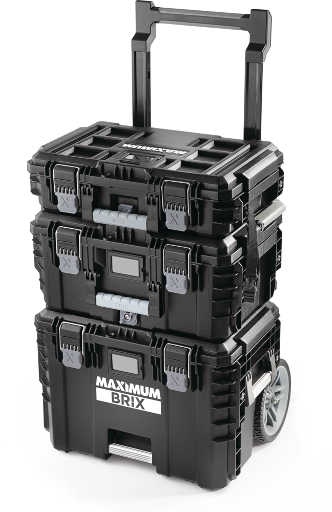 MAXIMUM Brix Modular Portable Toolbox/Tool Storage System w/ Wheels, IP65,  23-in x 19-in x 33-in, 3-pc
