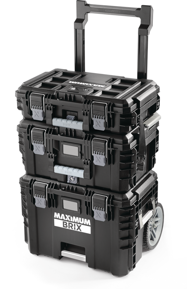 MAXIMUM Brix Modular Portable Toolbox/Tool Storage System w/ Wheels, IP65, 23in x 19in x 33in