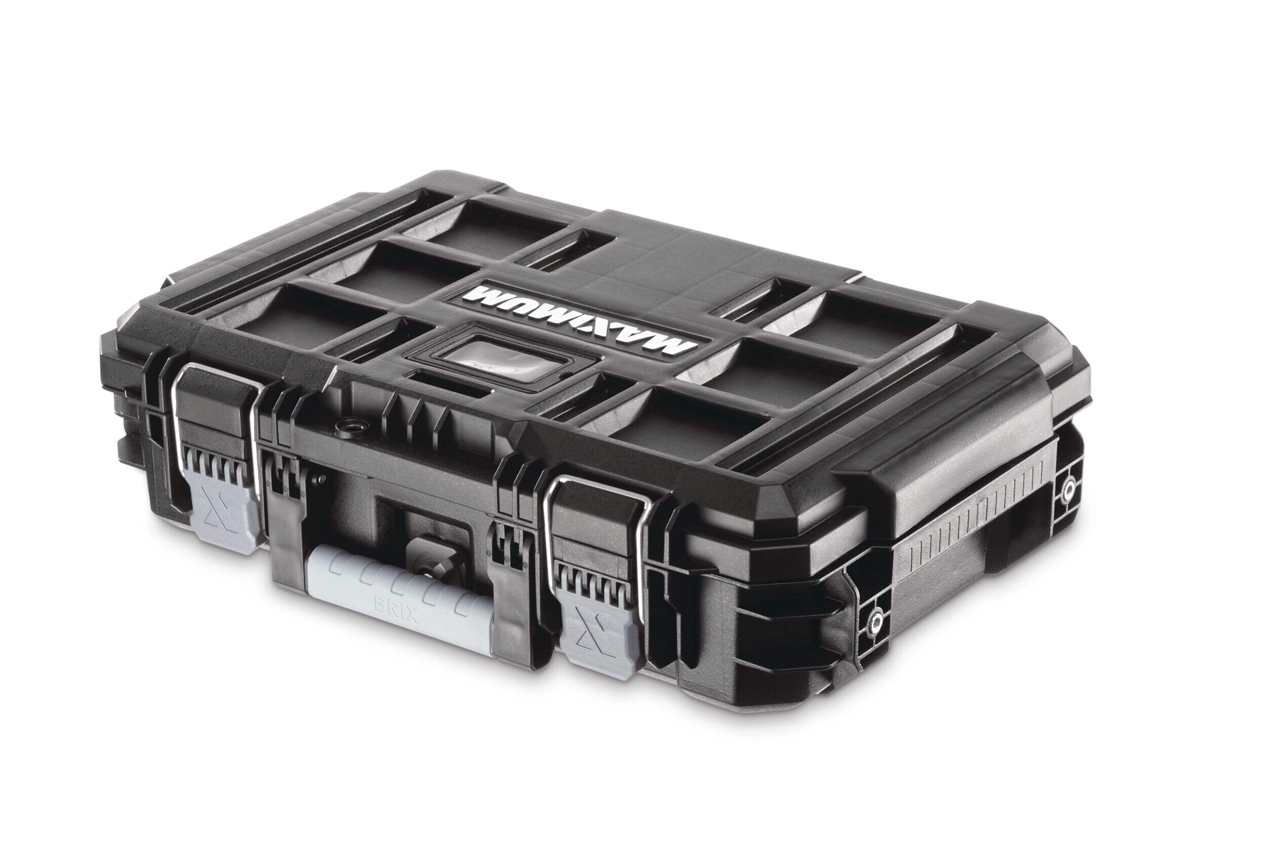 MAXIMUM Brix Modular Portable Small Toolbox, IP65, 23 x 16 x 7-in Front_Three_Fourths_Angled_Left