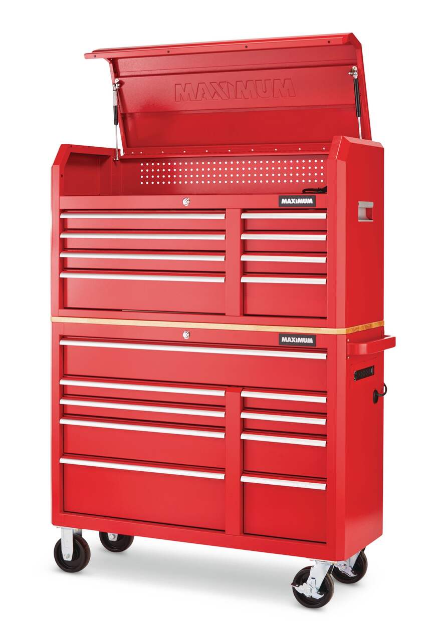 MAXIM 54” Red Complete Toolbox Combination with 23 Drawers - Professional  Mechanic Tool Box Storage