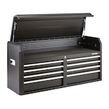 MAXIMUM Tool Storage Chest, Built-In Power Bar with USB, 8-Drawer, 56-in, Matte Black Front_Three_Fourths_Angled_Right