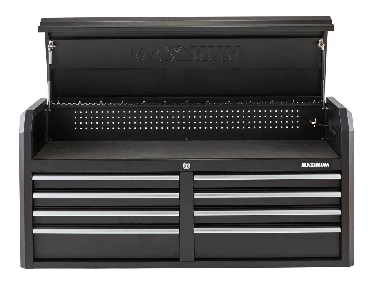 MAXIMUM Tool Storage Chest, Built-In Power Bar with USB, 8-Drawer, 56-in,  Matte Black