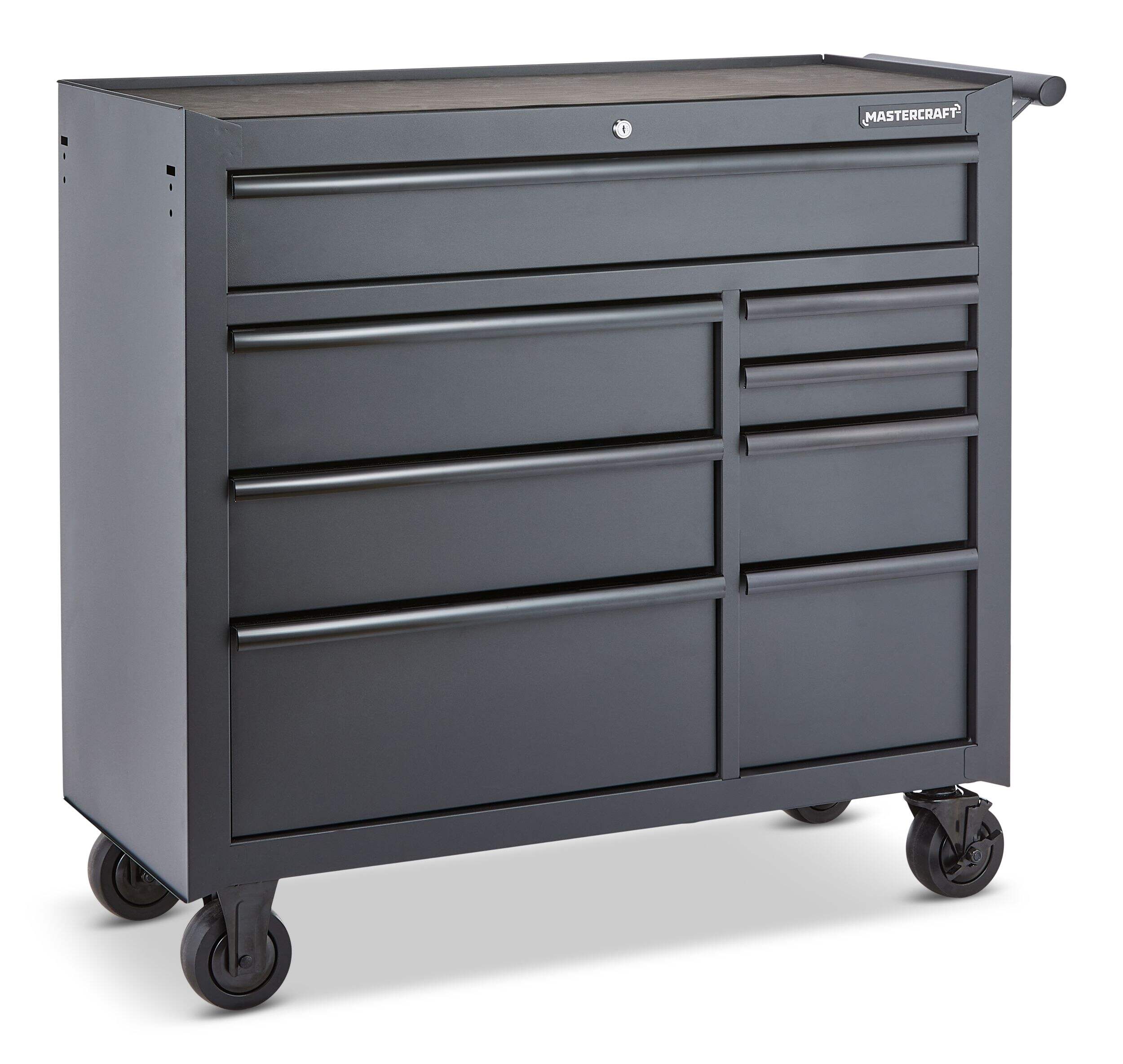 Mastercraft Tool Storage Cabinet, 8 Drawer, 41-in, Black Front_Three_Fourths_Angled_Right