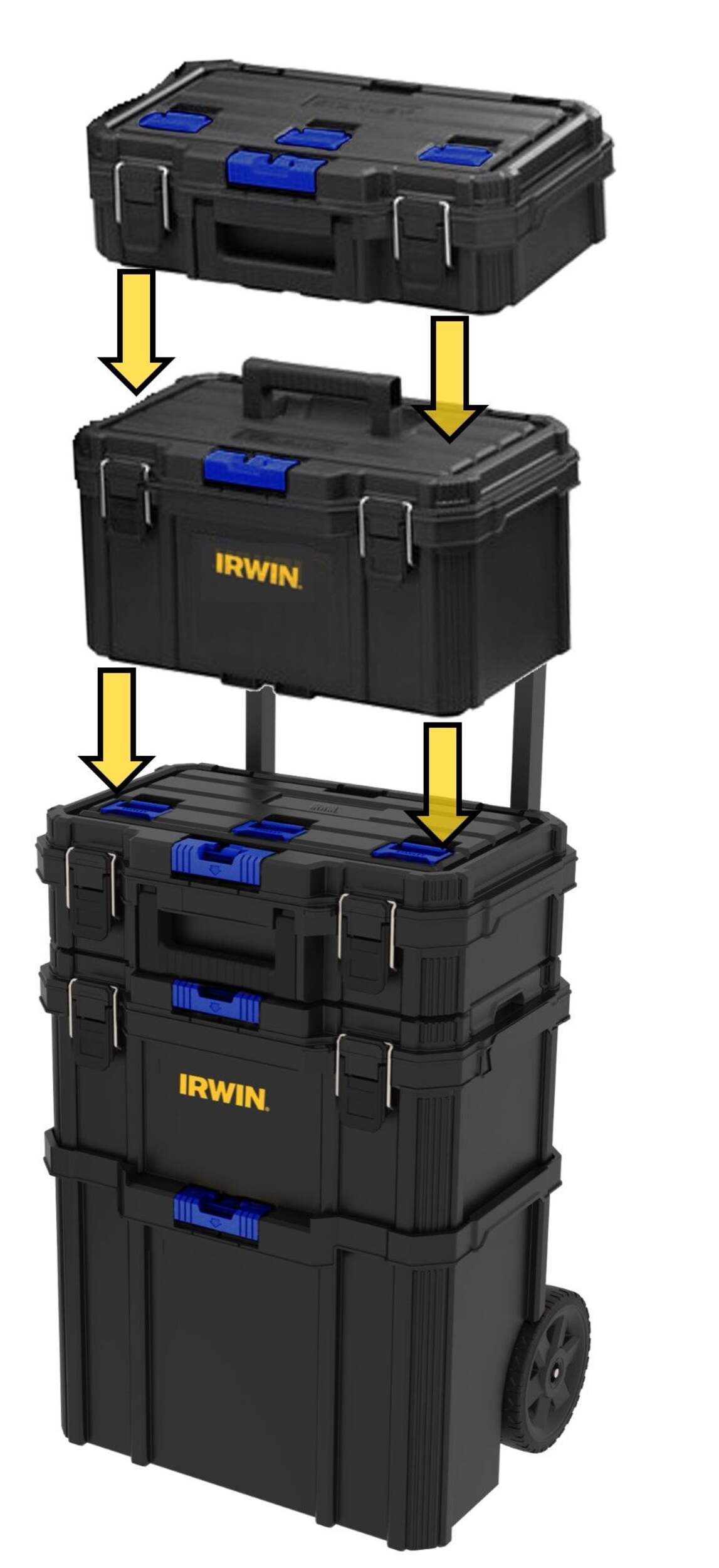 Irwin 3Piece Modular Rolling Toolbox Storage System, 99Ibs Capacity