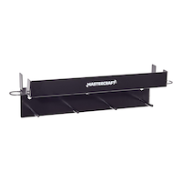 Mastercraft Garage Metal Shelf Organizer with Peg Holders, Black, 17 x 3.5 x 4.5-in Front_Three_Fourths_Angled_Right