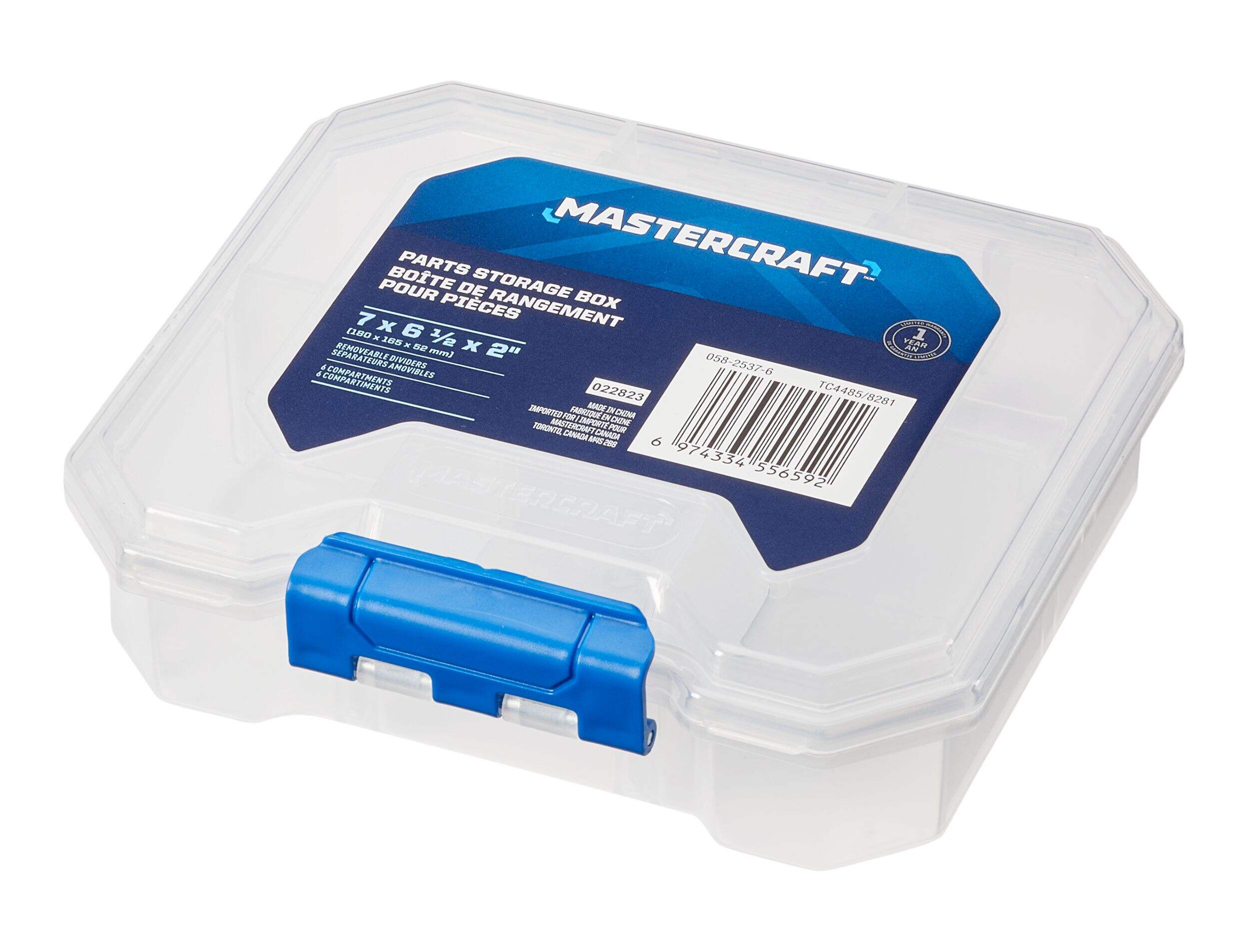 Mastercraft Parts Storage Box, Blue, 7 x 6.5 x 2-in Front_Three_Fourths_Angled_Left