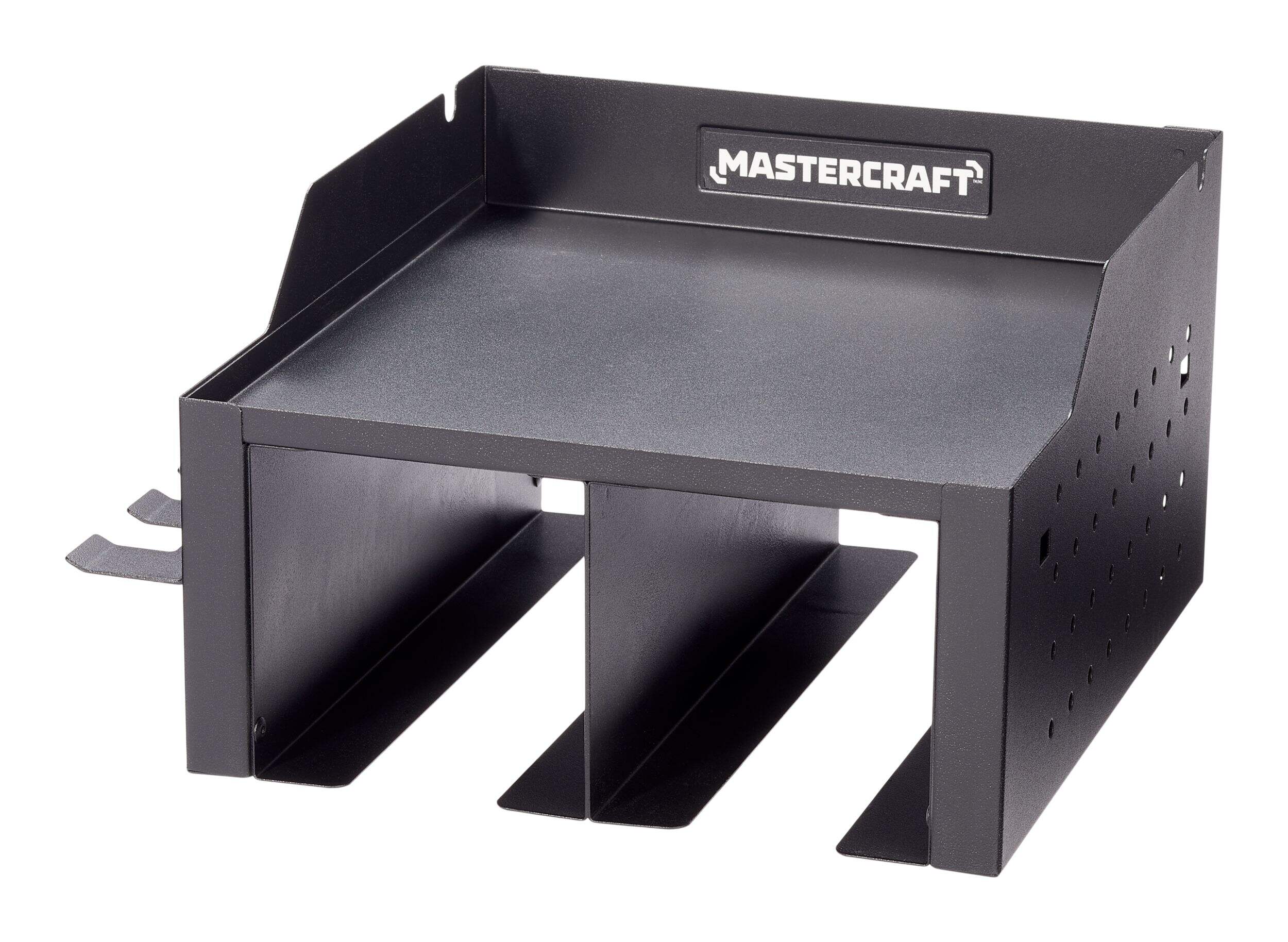 Tablette murale pour outils électriques Mastercraft, noir, 10,5 x 11 x 6,5 po Front_Angled_Left