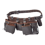 MAXIMUM Oil Tanned Top Grain Leather Carpenter's Apron, 11 Pockets, Brown Front_Angled_Left