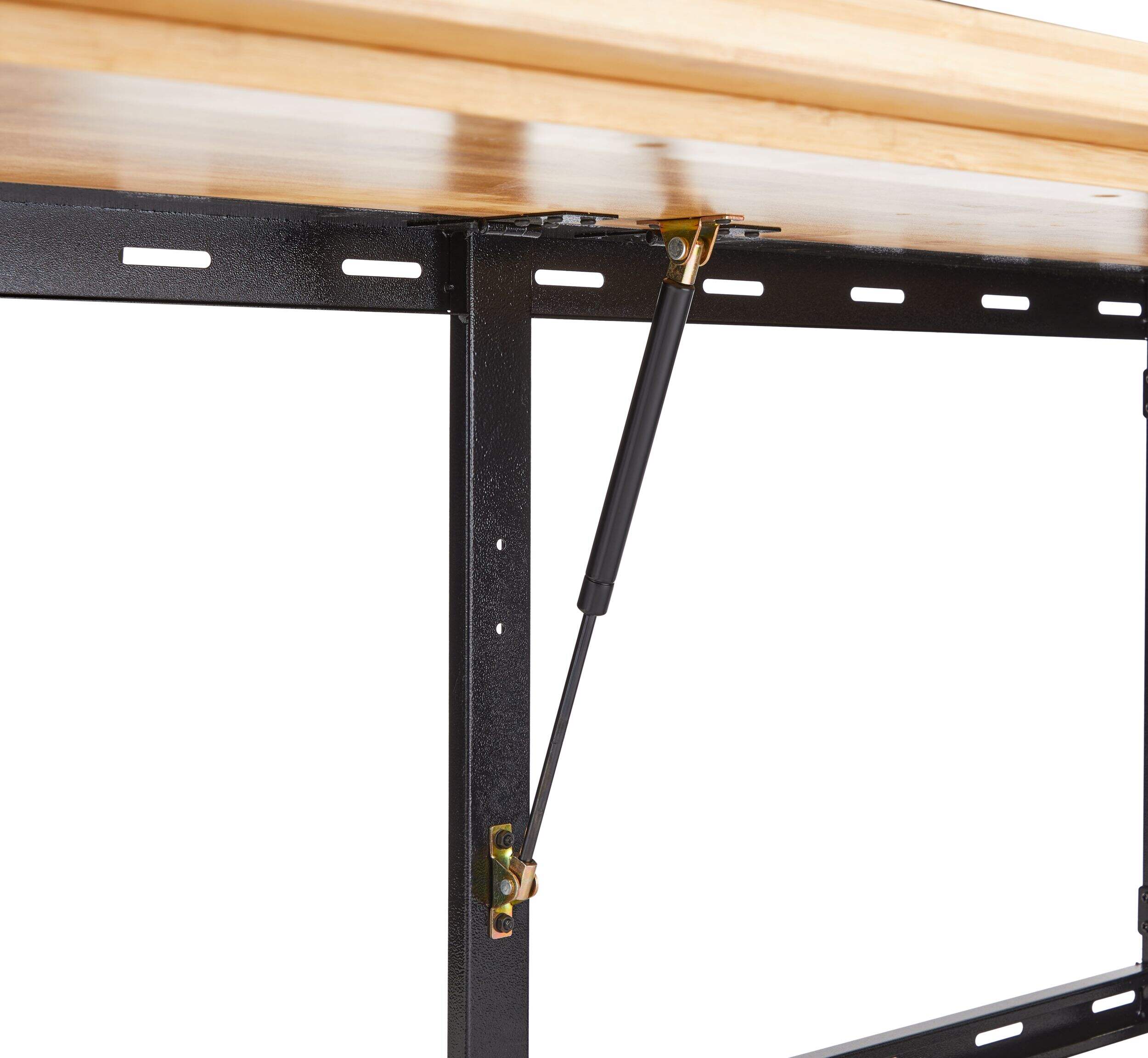 MAXIMUM Wall Mount Adjustable Height Folding Workbench, 6ft, 800lb