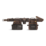 DEWALT Open Structure Premium Nubuck Leather Tool Belt, 18 Pockets, Black Front_Flat