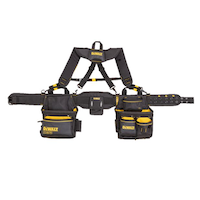 DEWALT Open Structure Adjustable Tool Belt with Suspenders, Padded, 25 Pockets, Black Front_Flat