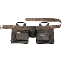 DEWALT Open Structure Premium Nubuck Adjustable Leather Tool Belt, 11 Pockets, Black