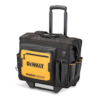 DEWALT Rolling Tool Bag with Telescopic Handles & Cardholder, 27 Pockets, 18-in Front_Angled_Left