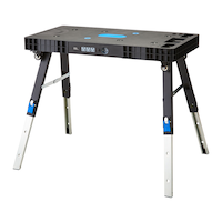 Table de travail à hauteur réglable 5-en-1 Mastercraft, échafaud, sommier roulant, établi à serrage, capacité de 150 kg (330 lb) Front_Three_Fourths_Angled_Left