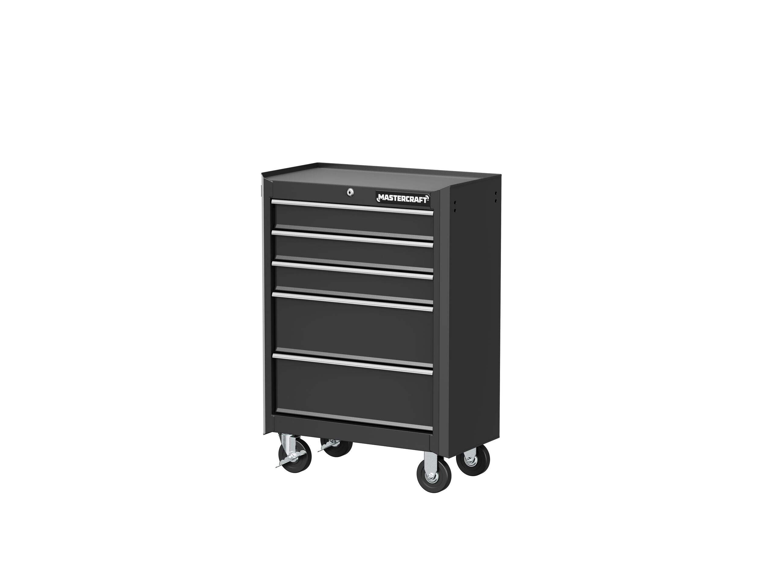 Armoire de rangement pour outils Mastercraft, 5 tiroirs, noir, 24 po Front_Angled_Left