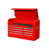 Coffre à outils en acier peint par poudrage MAXIMUM, rouge, 43 po Front_Angled_Left