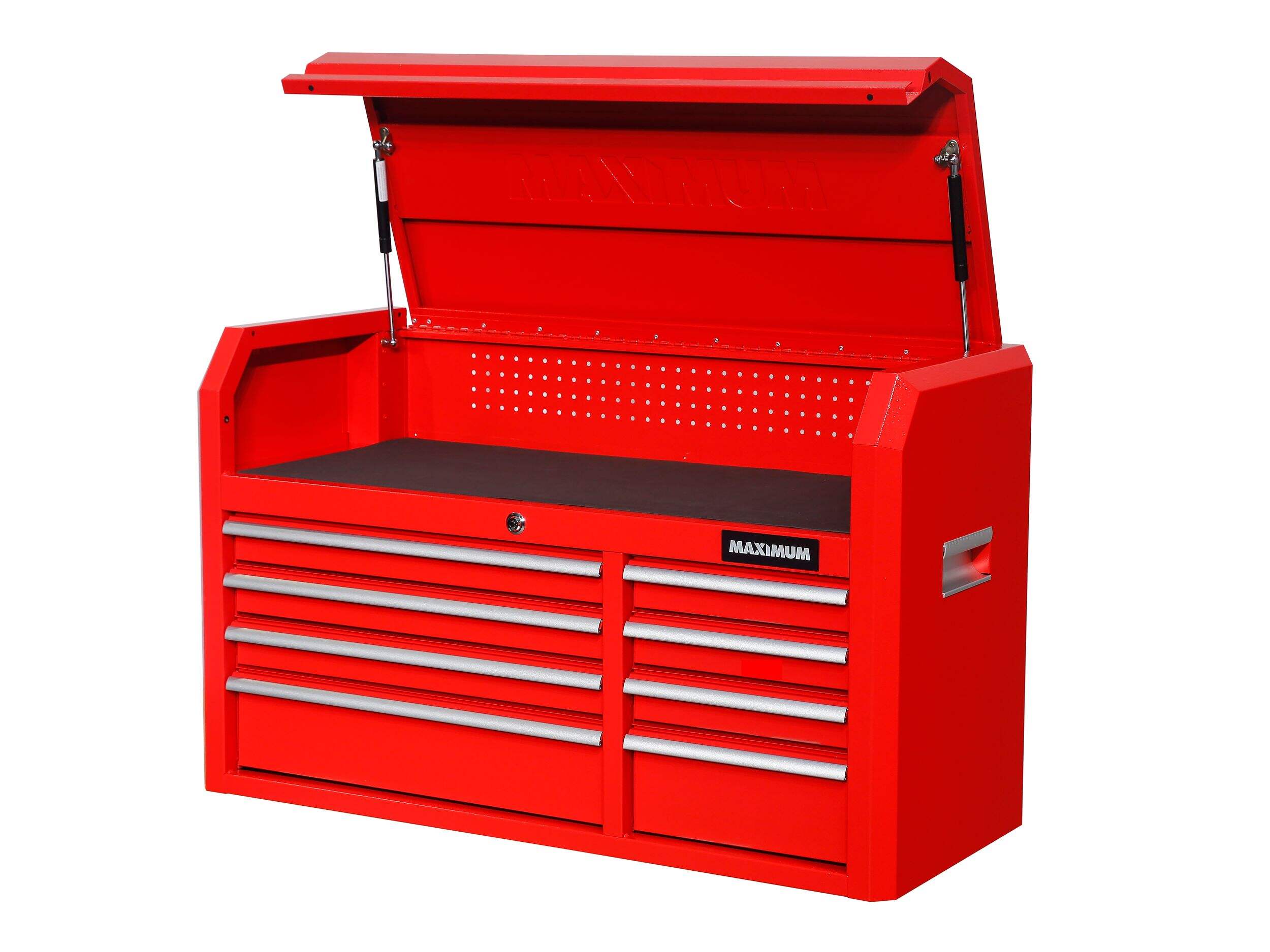 MAXIMUM Powder-Coated Steel Tool Storage Chest, Red, 43-in Front_Angled_Left