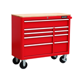 Armoire à outils en acier MAXIMUM avec barre d'alimentation et 2 ports USB, rouge, 43 po Front_Angled_Right