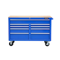 Armoire à outils en acier peint par poudrage MAXIMUM avec barre d'alimentation à 4 prises, bleu, 56 po