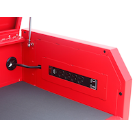 Coffre à outils en acier peint par poudrage MAXIMUM avec barre d'alimentation à 4 prises, rouge, 56 po