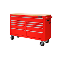Armoire à outils en acier peint par poudrage MAXIMUM avec barre d'alimentation à 4 prises, rouge, 56 po