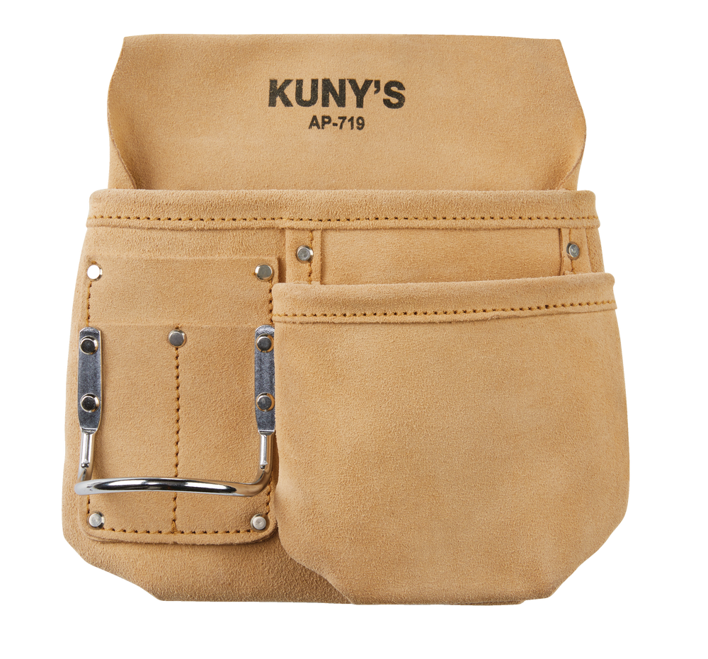 Ceinture d'outils en cuir fendu et tablier de travail avec 5 poches pour menuisier Kuny's