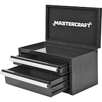 Mastercraft Mini Toolbox with 2 Drawers, Black Front_Three_Fourths_Angled_Left