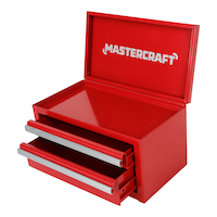 Mastercraft Mini Toolbox with 2 Drawers, Red Front_Three_Fourths_Angled_Left