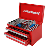 Mastercraft Mini Toolbox with 2 Drawers, Red Front_Angled_Left