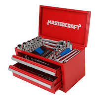 Mastercraft Mini Toolbox with 2 Drawers, Red Front_Angled_Left