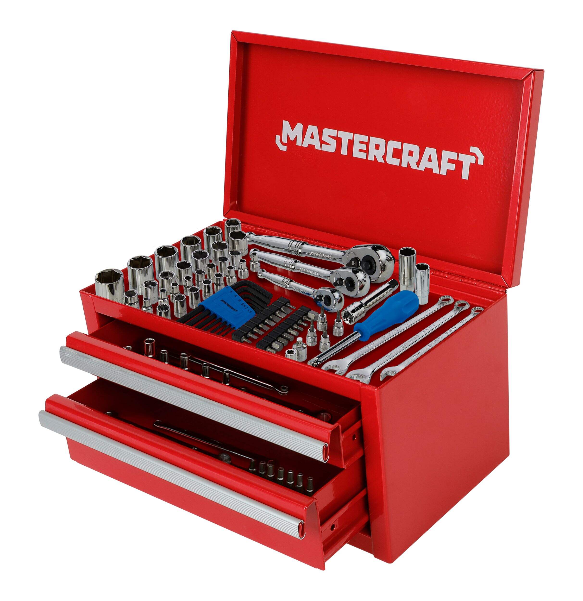Mastercraft Red Mini Tool Box, Portable Tool Storage Front_Angled_Left