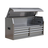 Coffre à rangement d'outils MAXIMUM à 6 tiroirs, barre d'alimentation et port USB, acier inoxydable, 56 po Front_Three_Fourths_Angled_Right