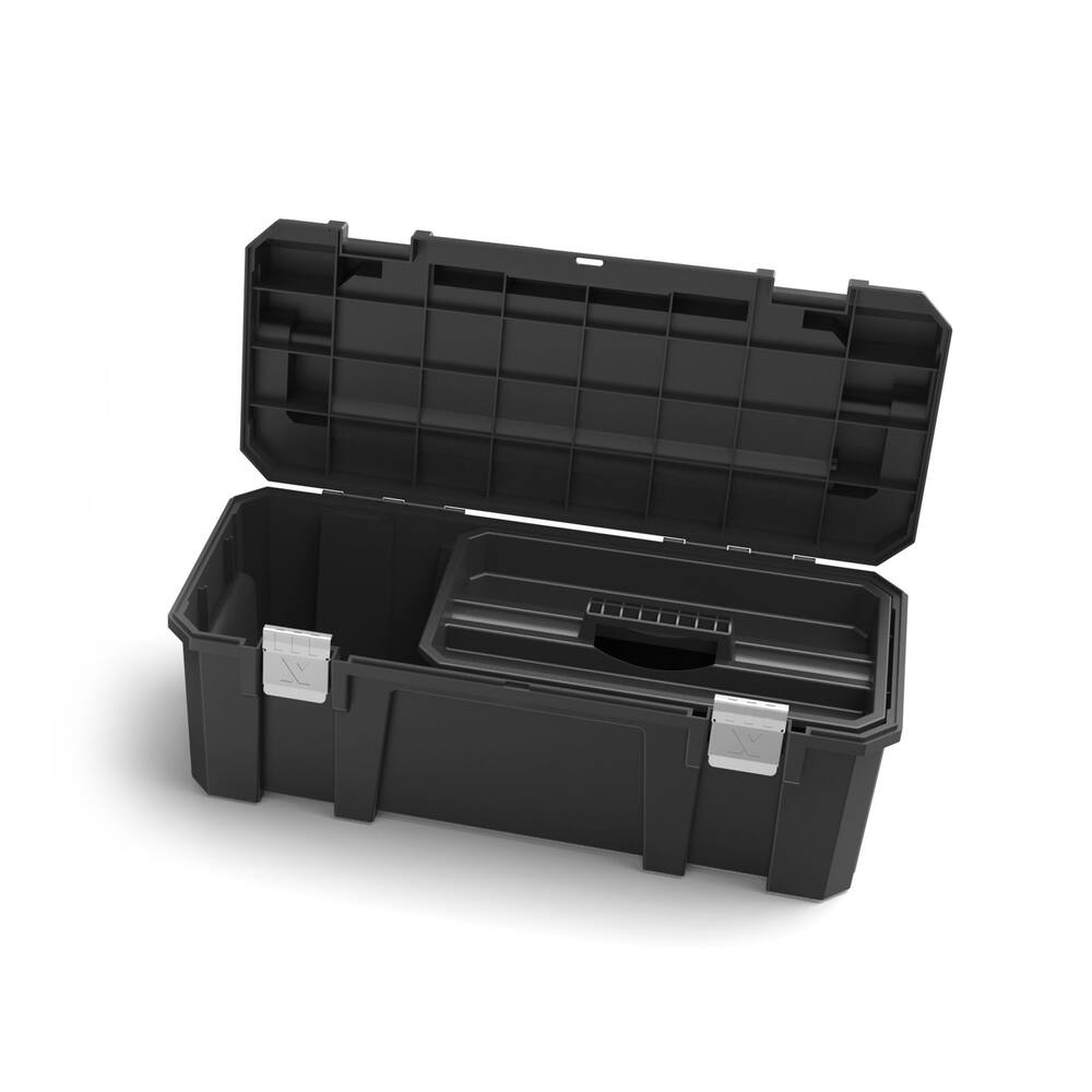 MAXIMUM Portable Plastic Tool Box w/ Removable Tray & Organizer, Black