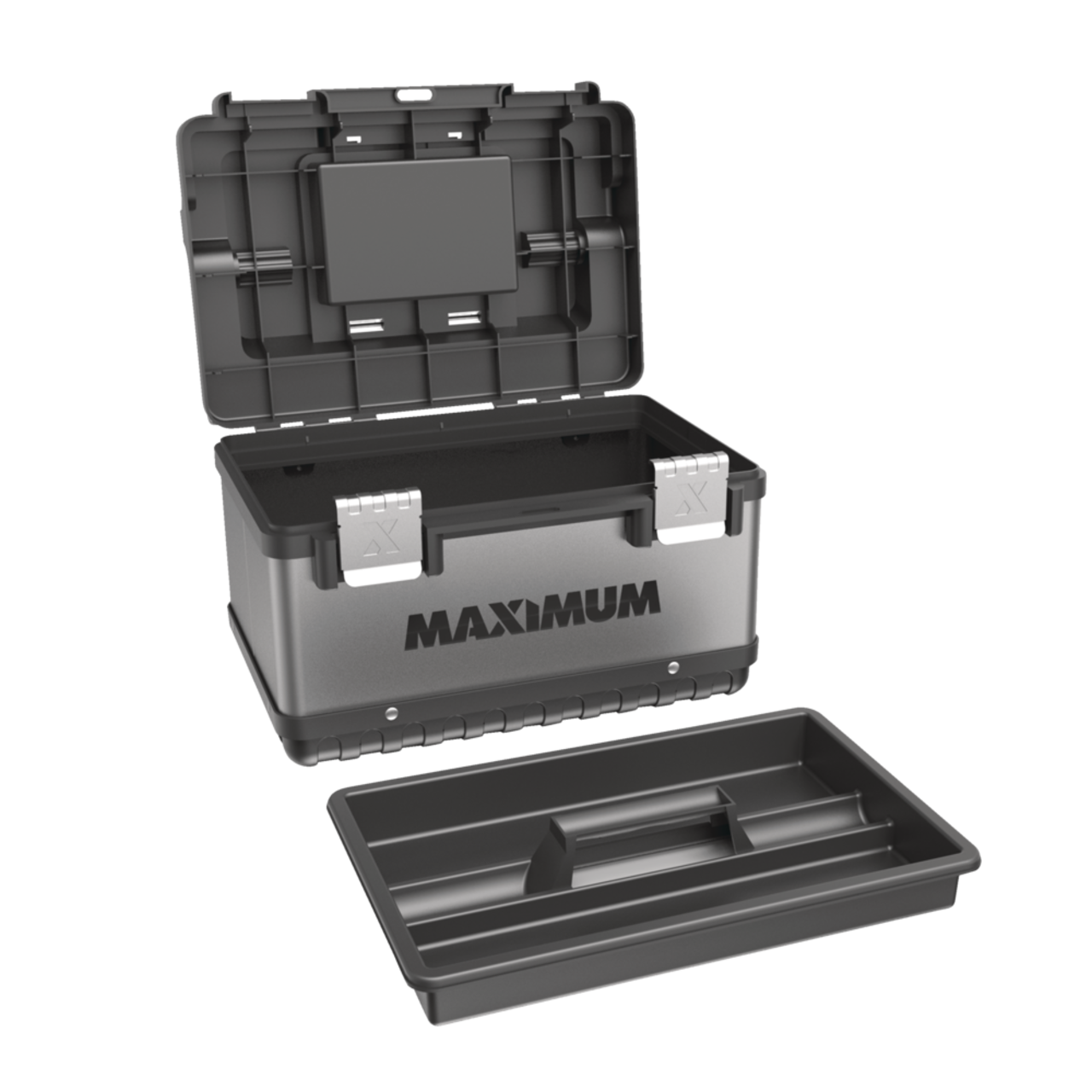 MAXIMUM Shallow 12-Bin Stackable Pro Parts Organizer Tray w/ Lid,  18x14x2-in