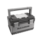 MAXIMUM Portable Plastic & Metal Tool Box w/ Removable Tray & Organizer, Black, 15-in Front_Angled_Right