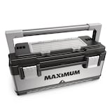 MAXIMUM Portable Plastic & Metal Tool Box w/ Removable Tray & Organizer, Black, 20-in Front_Angled_Right