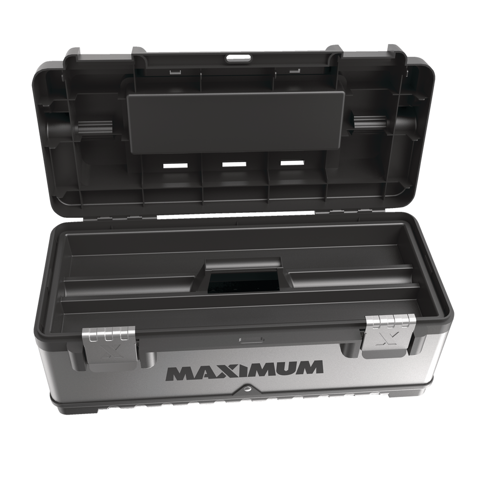 MAXIMUM Portable Plastic & Metal Tool Box w/ Removable Tray & Organizer
