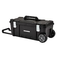 MAXIMUM Portable Rolling Tool Box w/ Handle, Black, 28-in Front_Three_Fourths_Angled_Left
