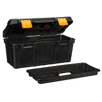Certified Portable Plastic Tool Box w/ Removable Tray, 17-in Front_Three_Fourths_Angled_Left