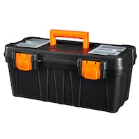 Coffre à outils en plastique portatif Certified avec plateau amovible, 17 po Front_Three_Fourths_Angled_Right