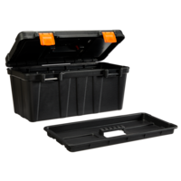 Certified Portable Plastic Tool Box w/ Removable Tray, 20-in Front_Three_Fourths_Angled_Left