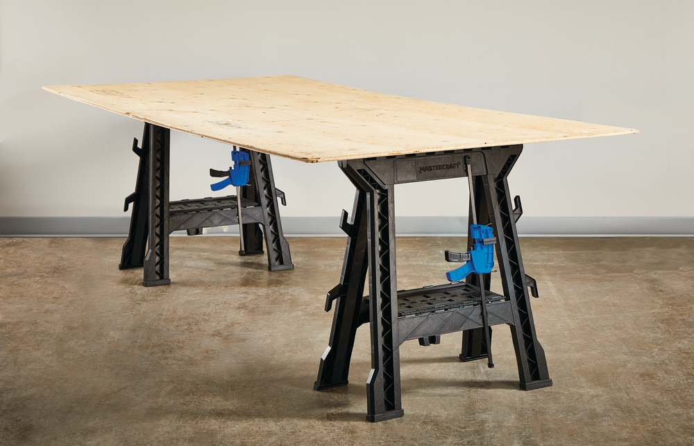 Mastercraft Clamping Plastic Sawhorse w/ Clamp, 27x15in Canadian Tire