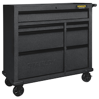 Armoire de rangement à roulettes pour outils Stanley avec 7 tiroirs, barre d'alimentation avec port USB, noir, 41 po