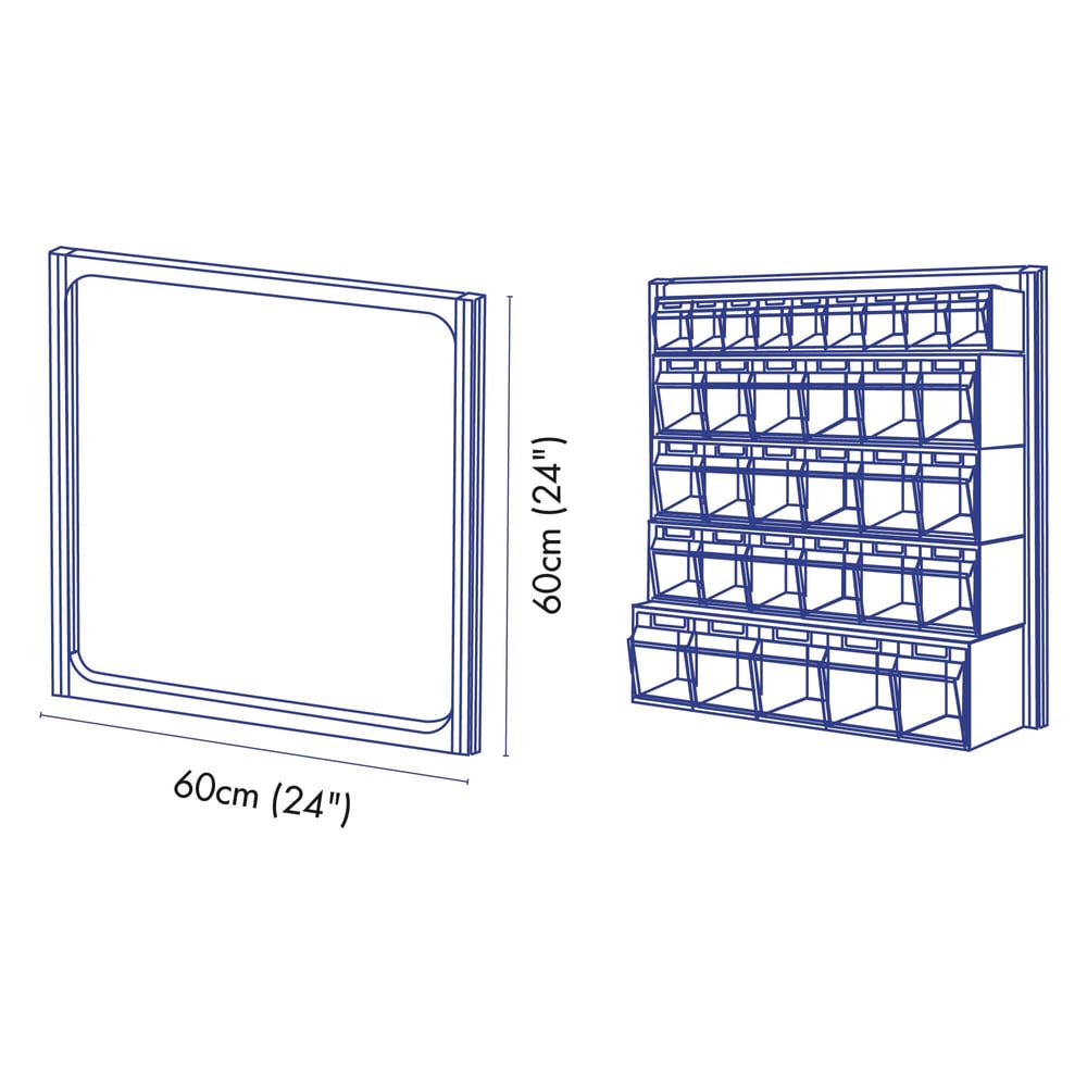 Ideal Security 15Rows x 9Tilt Bin Organizer Wall Mount Frame, 24x24