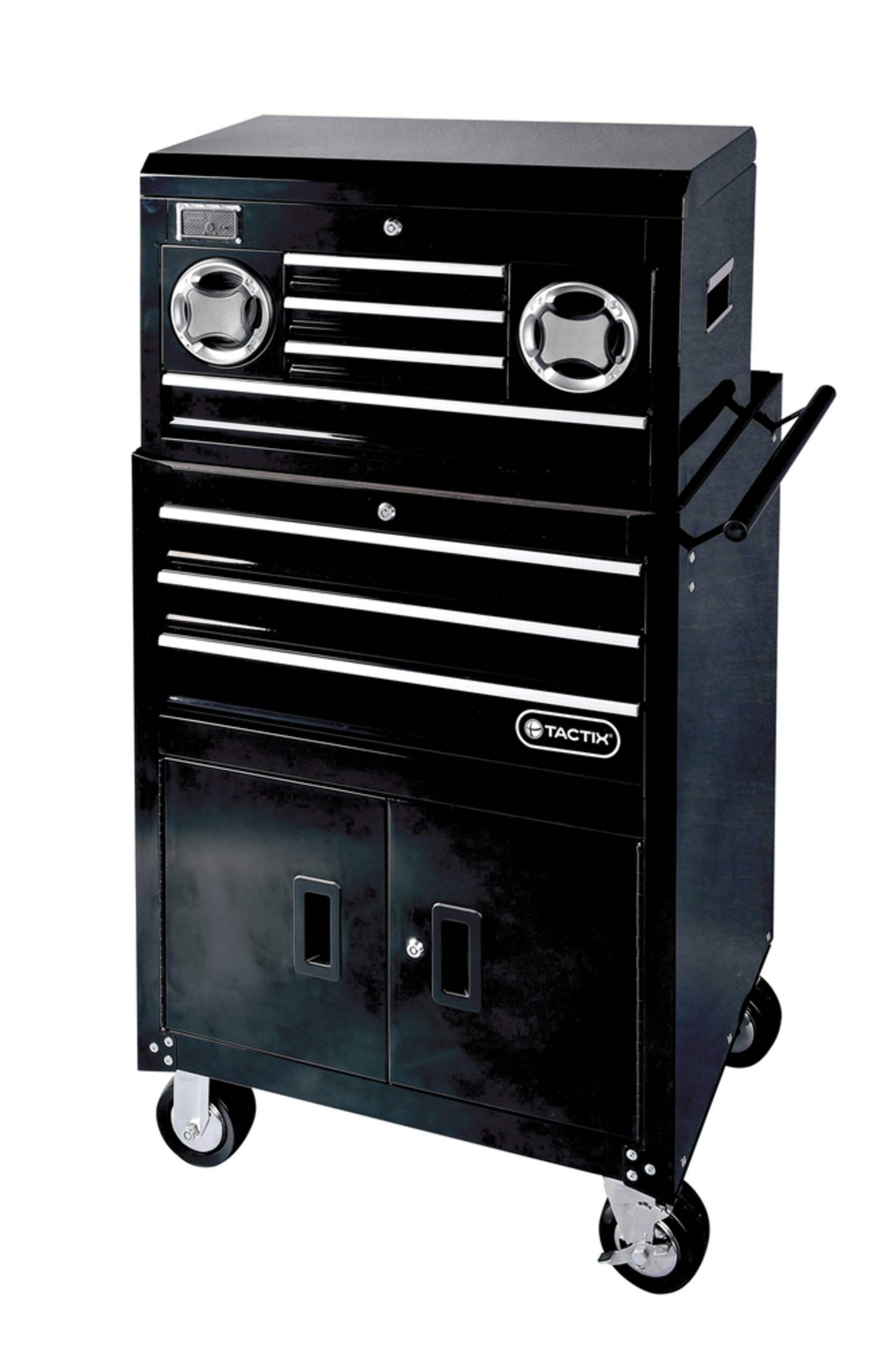 Tactix Combo Tool Cabinet with Bluetooth Speaker, 26-in Front_Angled_Left