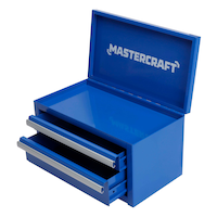 Mastercraft Mini Toolbox with 2 Drawers, Blue Front_Angled_Left