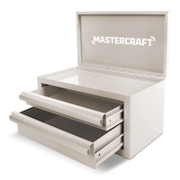 Mastercraft Mini Toolbox with 2 Drawers, Off-White Front_Angled_Left